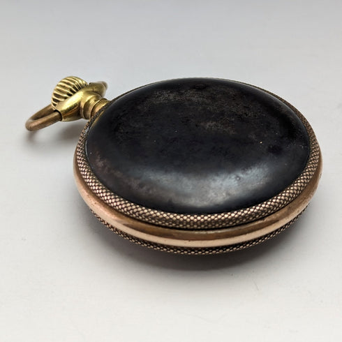 Circa 1900 Antique Paul Hemmeler Pocket Watch Gold Filled & Gunmetal Case Crystal Back Good Working Condition